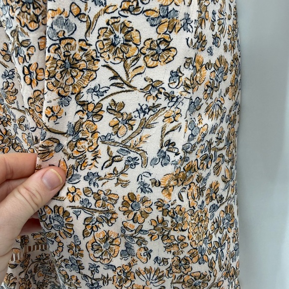 Free People Boheme Long Sleeve Square Neck Mini Dress in Ivory Floral | Size 6 - Picture 8 of 9